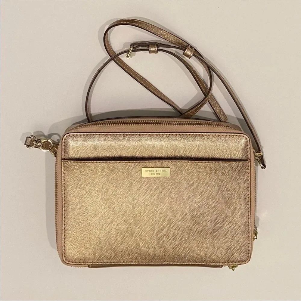 Henri Bendel rose Gold Crossbody mini laptop Bag